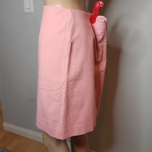 Ann Taylor Loft Pink Skirt Front Pockets Size 8 Twill Cotton Spandex - Picture 3 of 13